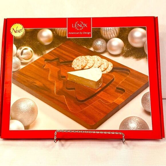 WOOD BOARD TREE CHEESE AND CRACKER BOARD BY LENOX 14” NIB - Picture 1 of 4
